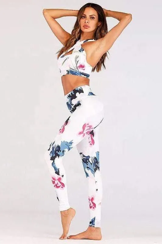 floral hollow out bandage  yoga wear