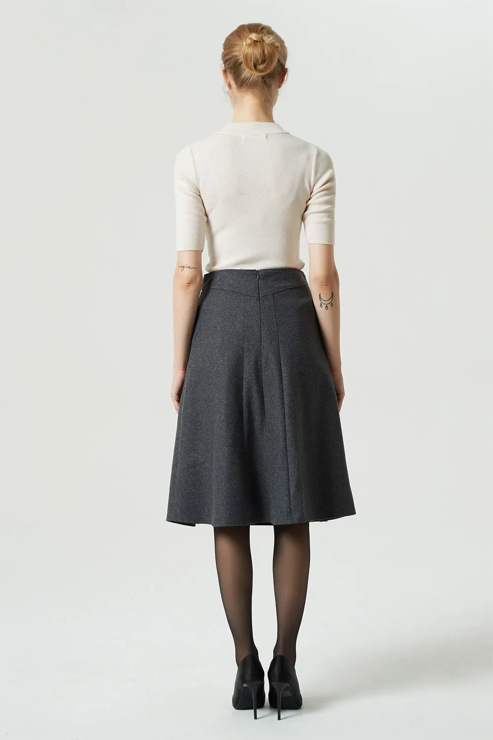 gray winter wool skirt with pockets 1989#