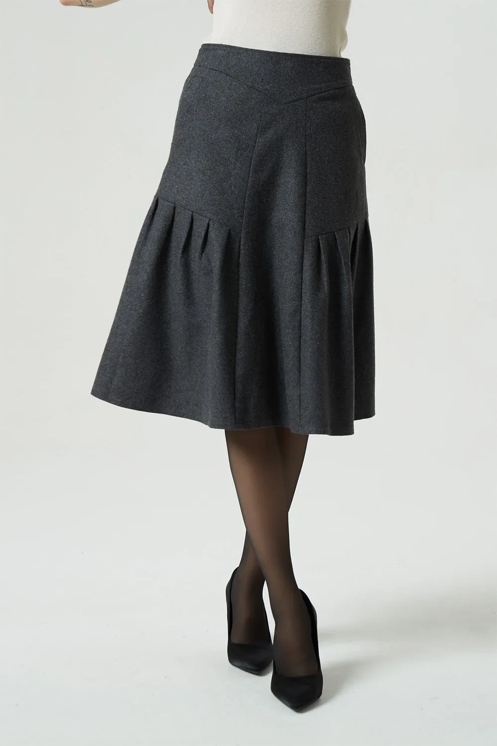 gray winter wool skirt with pockets 1989#