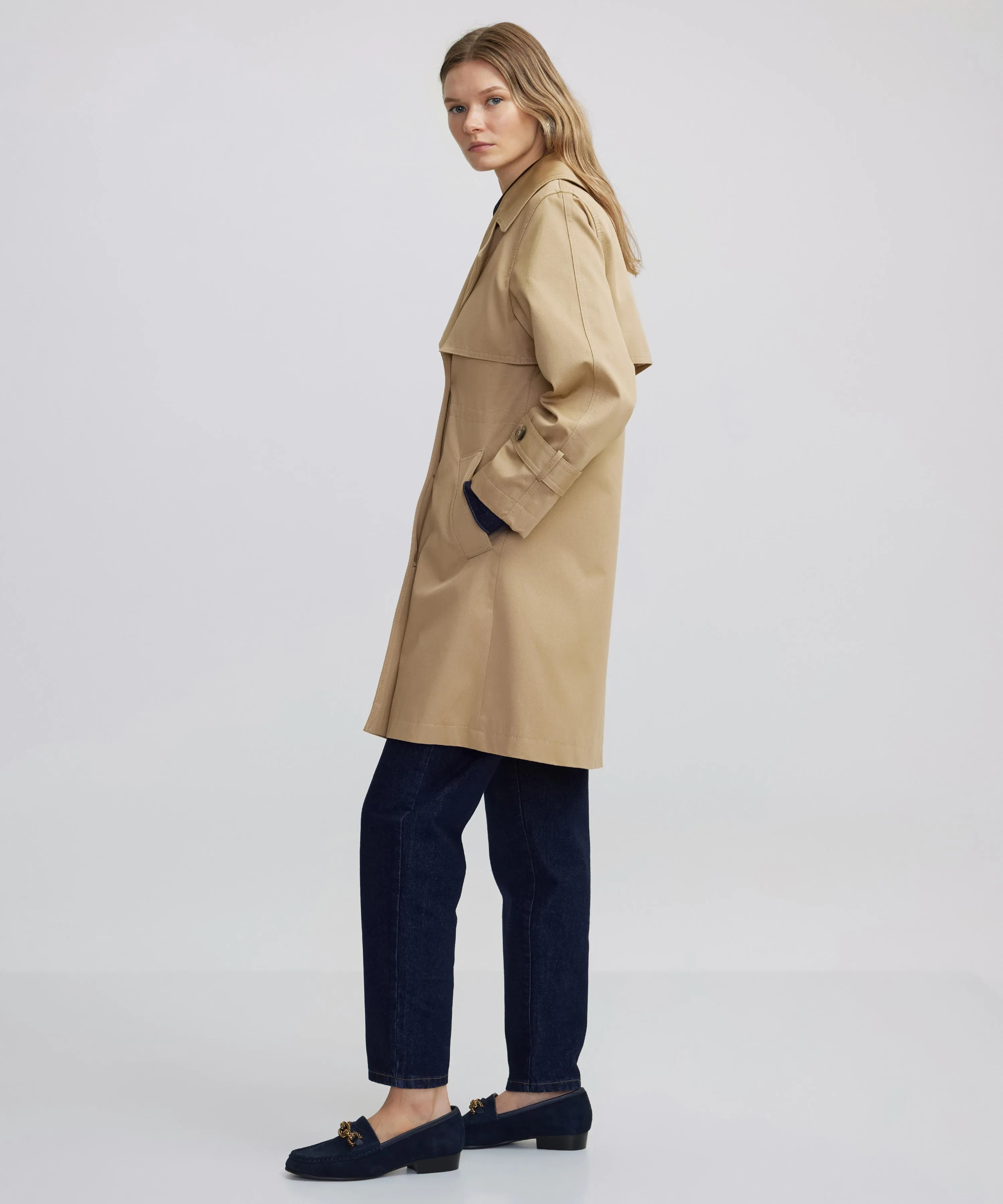 Ipekyol Buttoned Wide Collar Trench Coat Natural