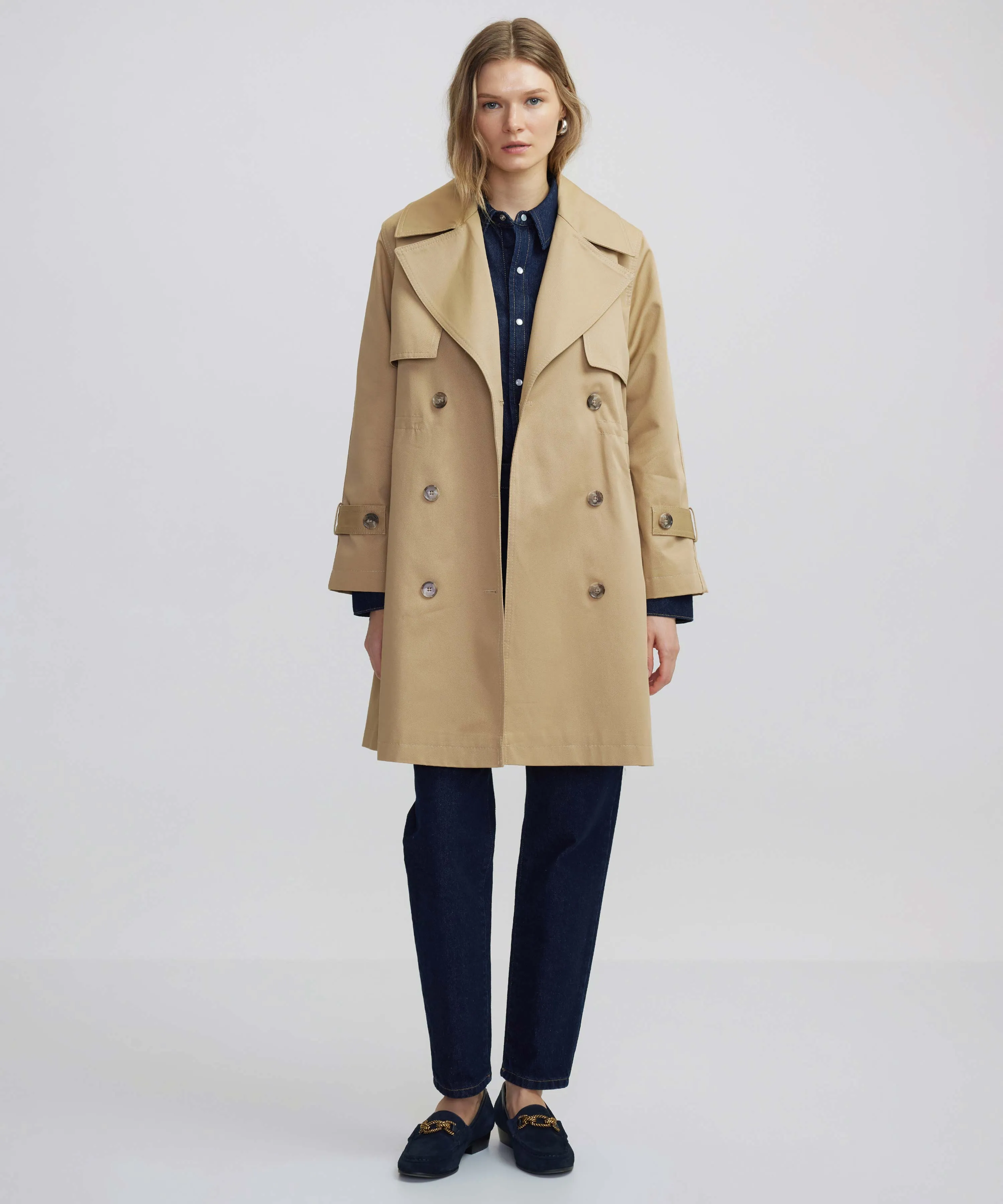 Ipekyol Buttoned Wide Collar Trench Coat Natural