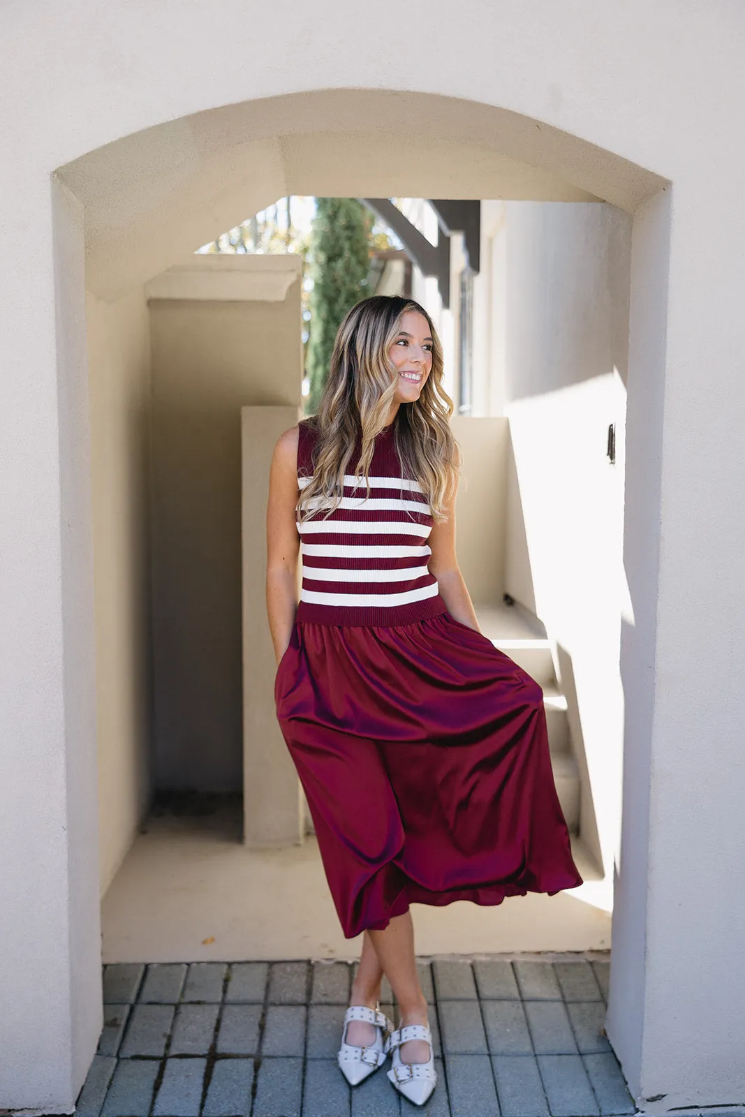 Kendall Midi Dress - Burgundy