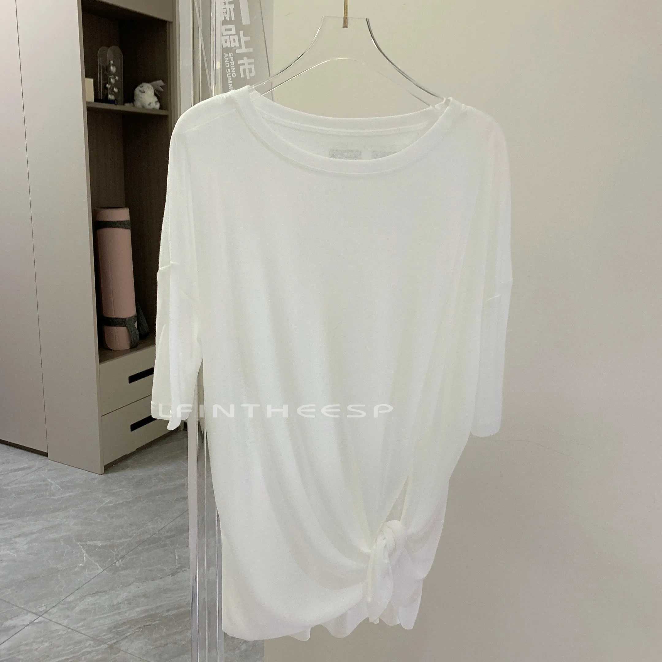 Lightweight and Slightly Transparent Loose Yoga Short Sleeve Quick-Drying Mesh Casual Sports Long Fashion Half Sleeve Running Workout Blouse