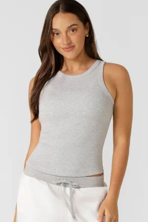 LJ Basics Rib Tank | Light  Grey Marl