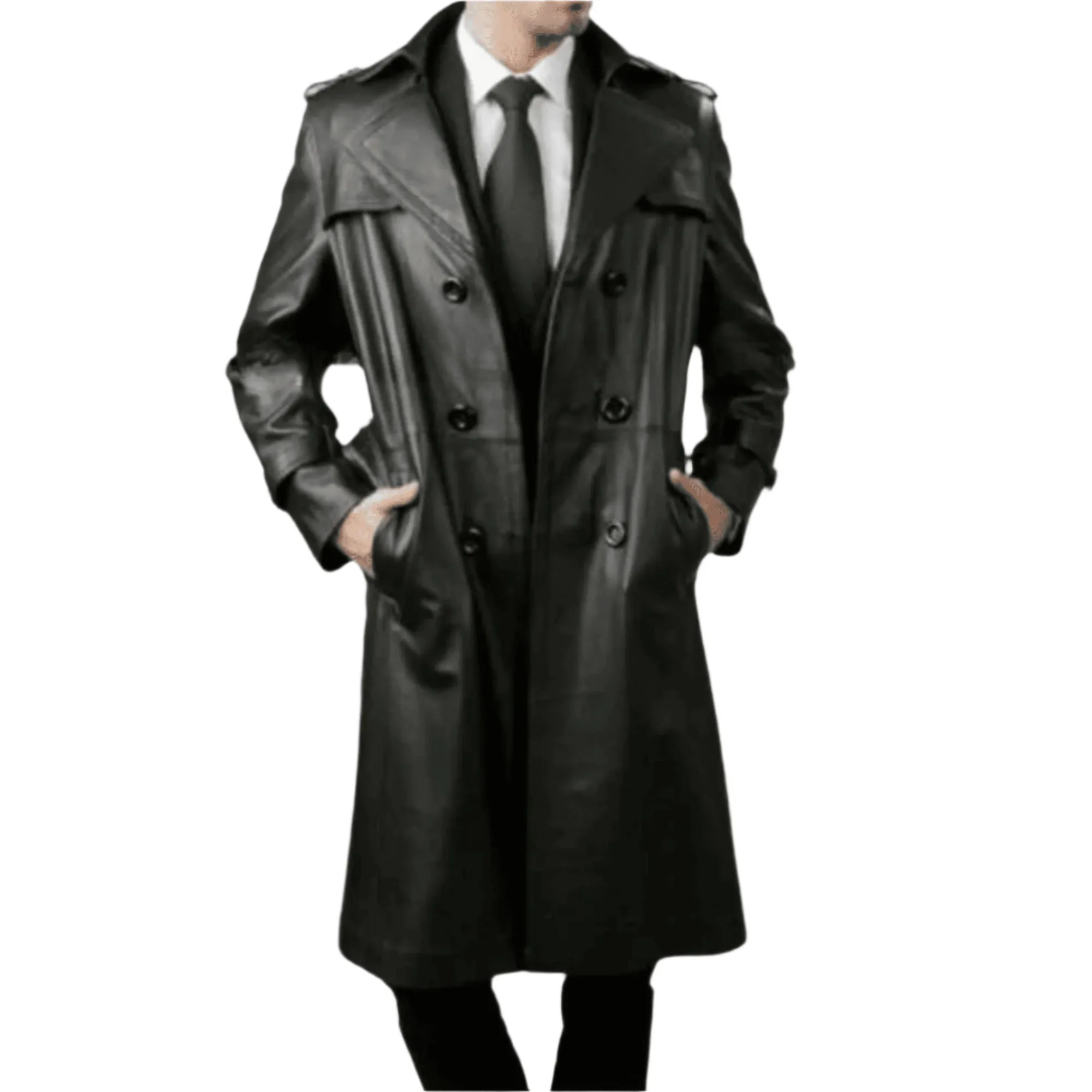 Long Leather Black Coat