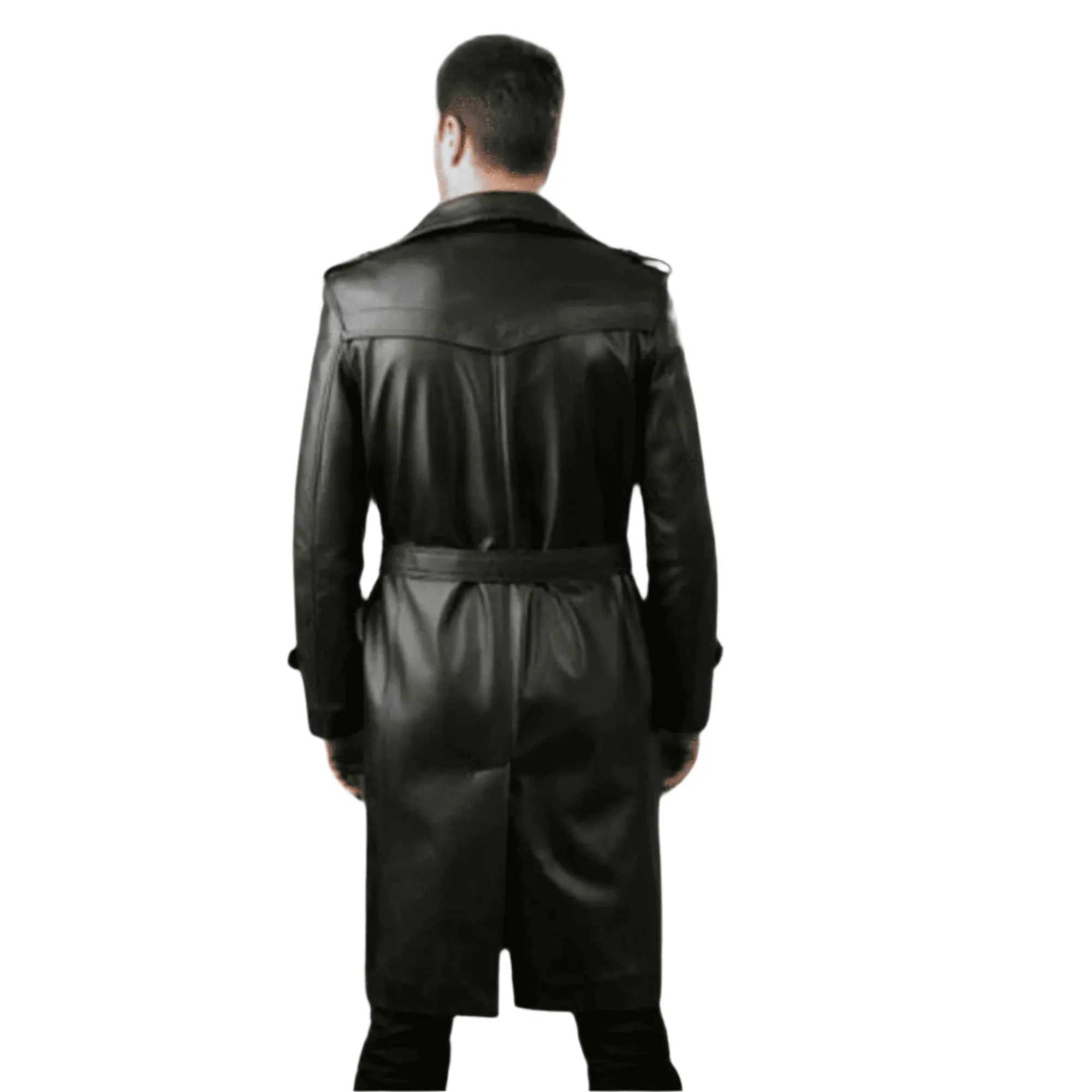 Long Leather Black Coat