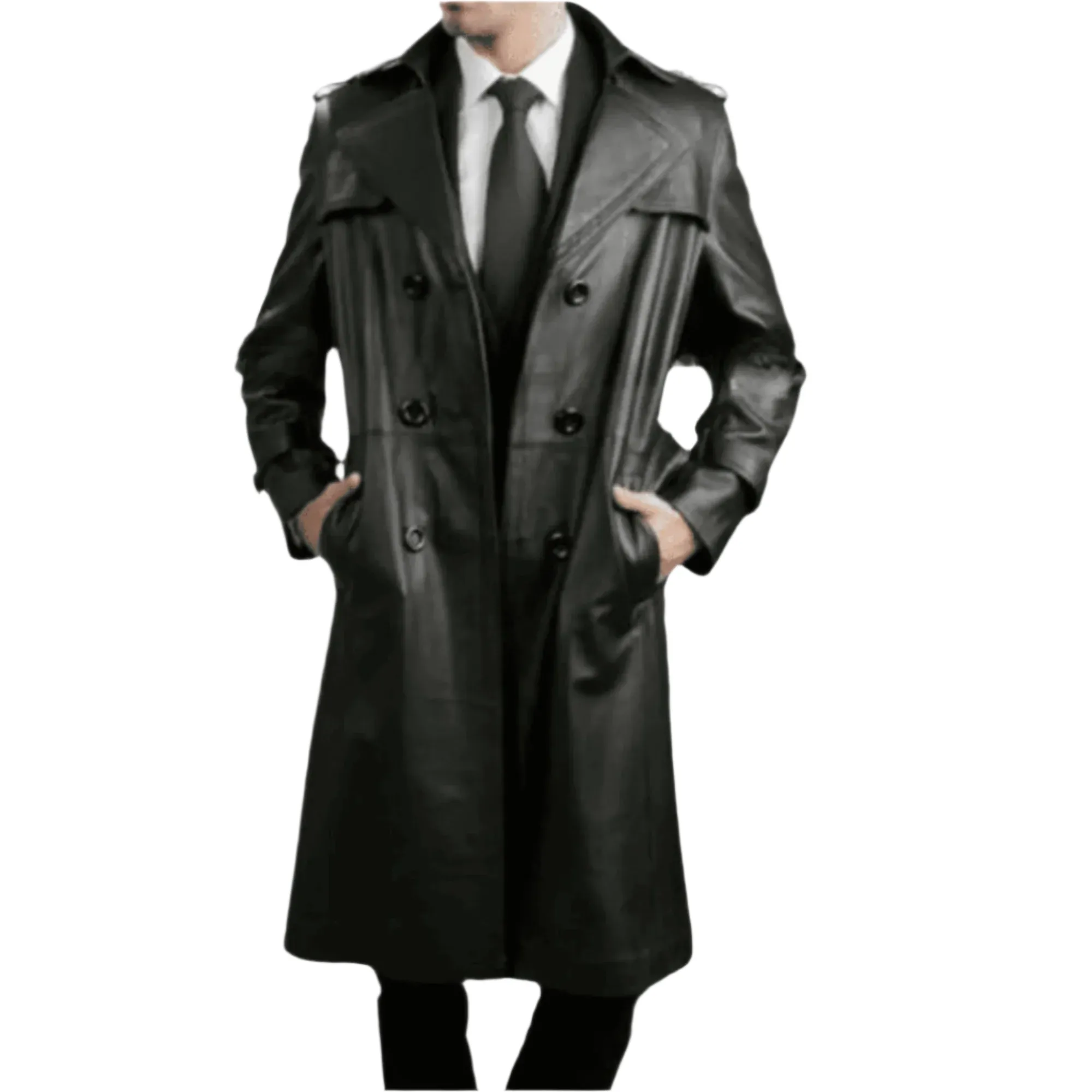 Long Leather Black Coat