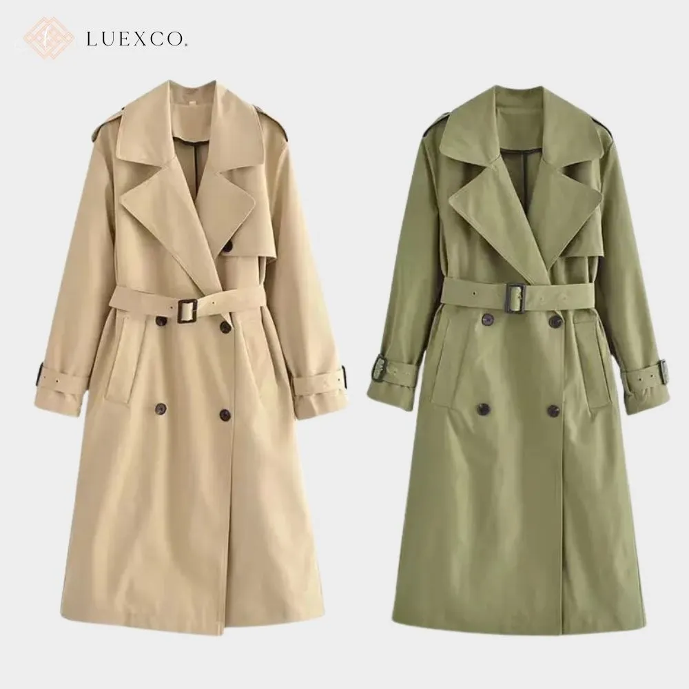 Luexco Women's Long Windbreaker Trench Minimalist