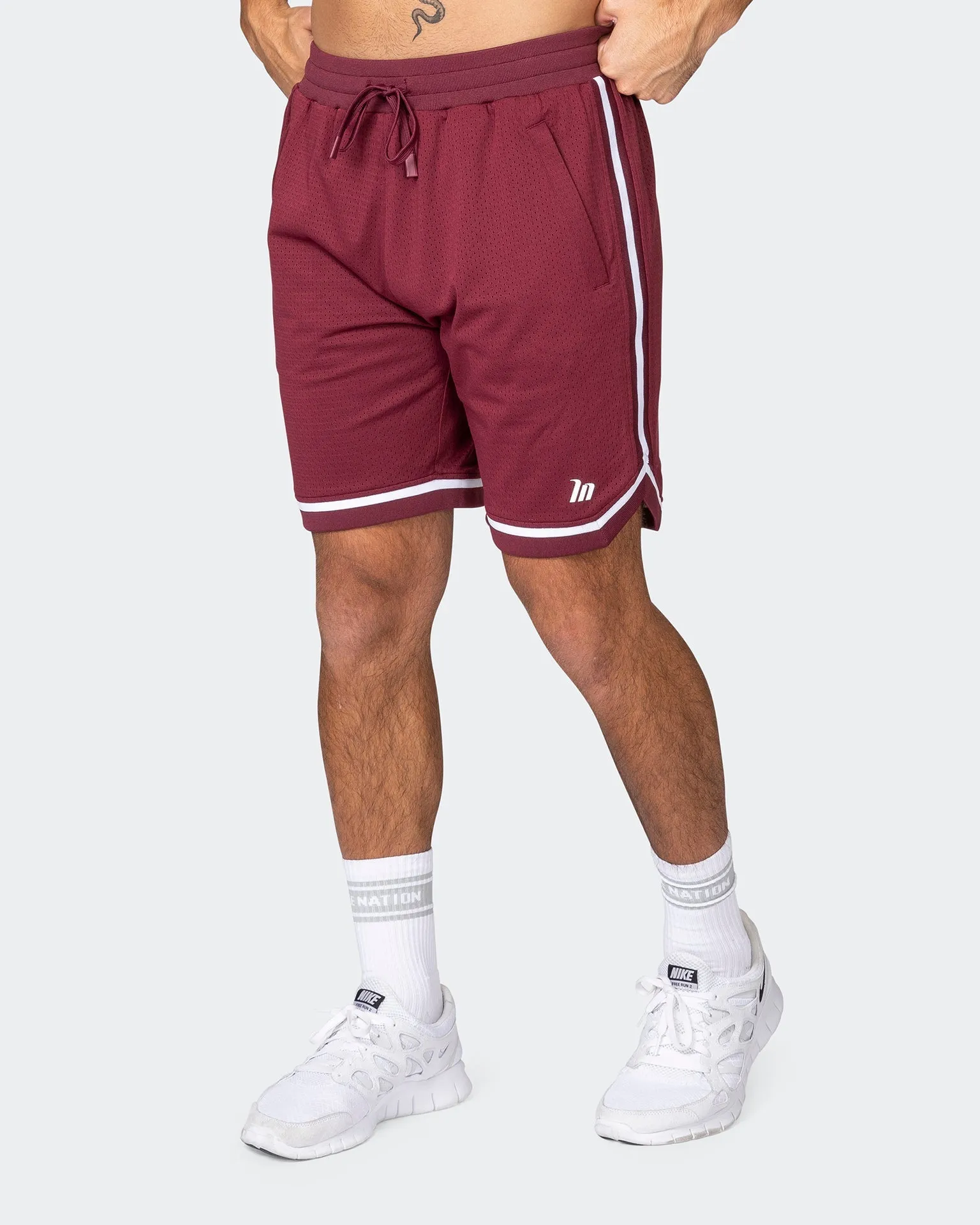 Mens 8" Basketball Shorts - Wine