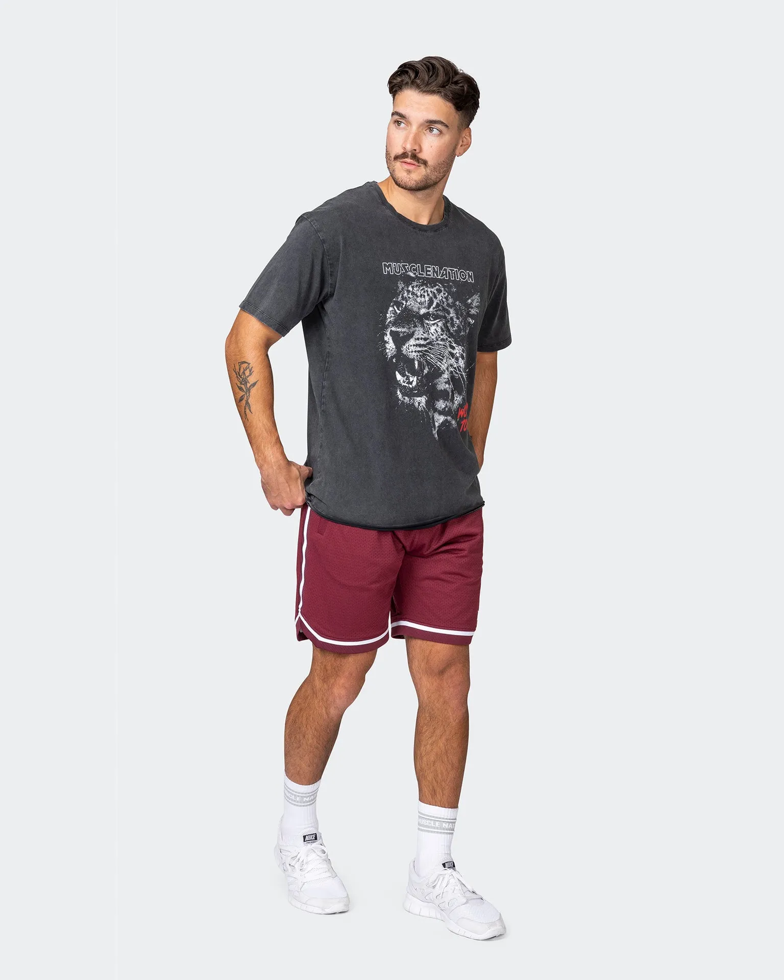 Mens 8" Basketball Shorts - Wine