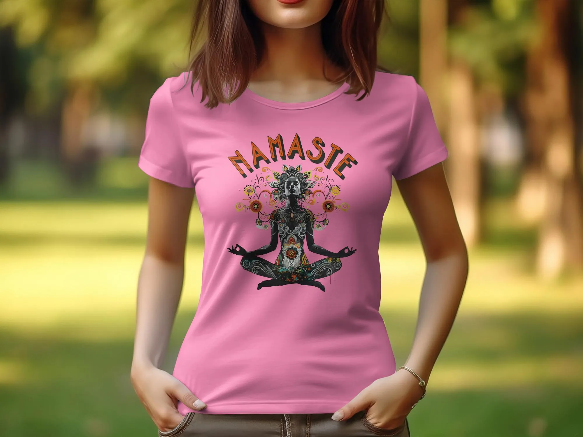 Namaste Yoga T Shirt for Women, Zen Design Tee, Meditation Shirt, Spiritual T Shirt for Women, Artistic Yoga Top #5