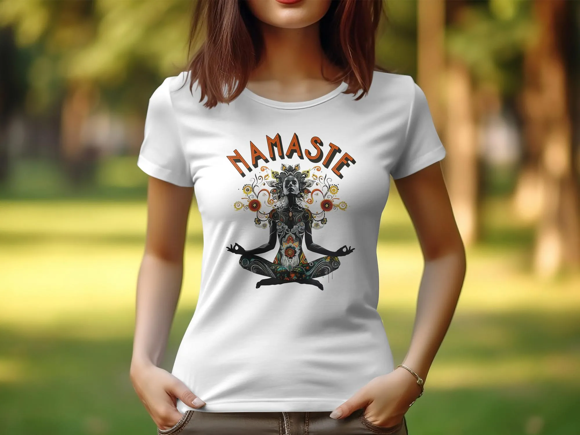 Namaste Yoga T Shirt for Women, Zen Design Tee, Meditation Shirt, Spiritual T Shirt for Women, Artistic Yoga Top #5