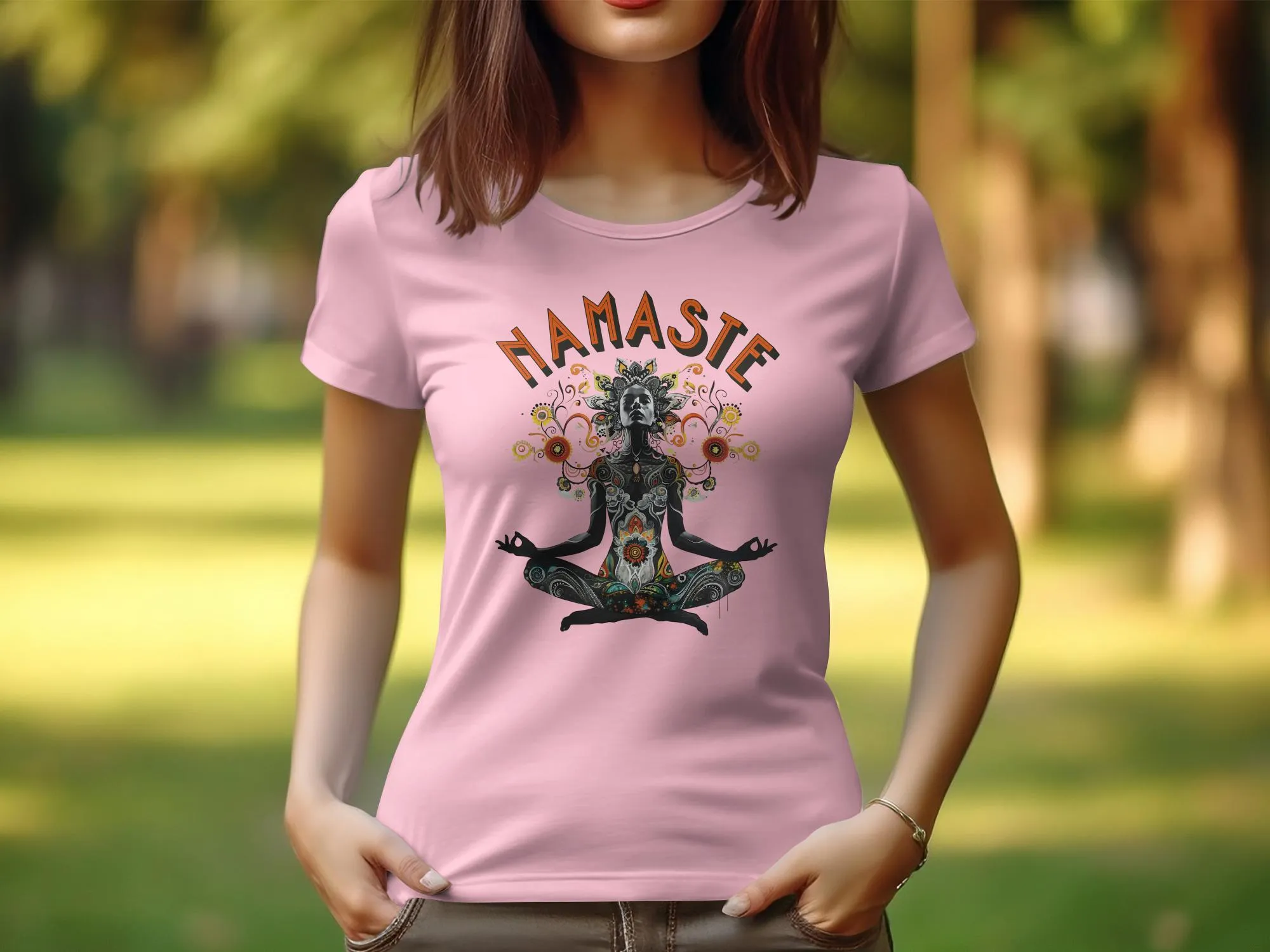 Namaste Yoga T Shirt for Women, Zen Design Tee, Meditation Shirt, Spiritual T Shirt for Women, Artistic Yoga Top #5