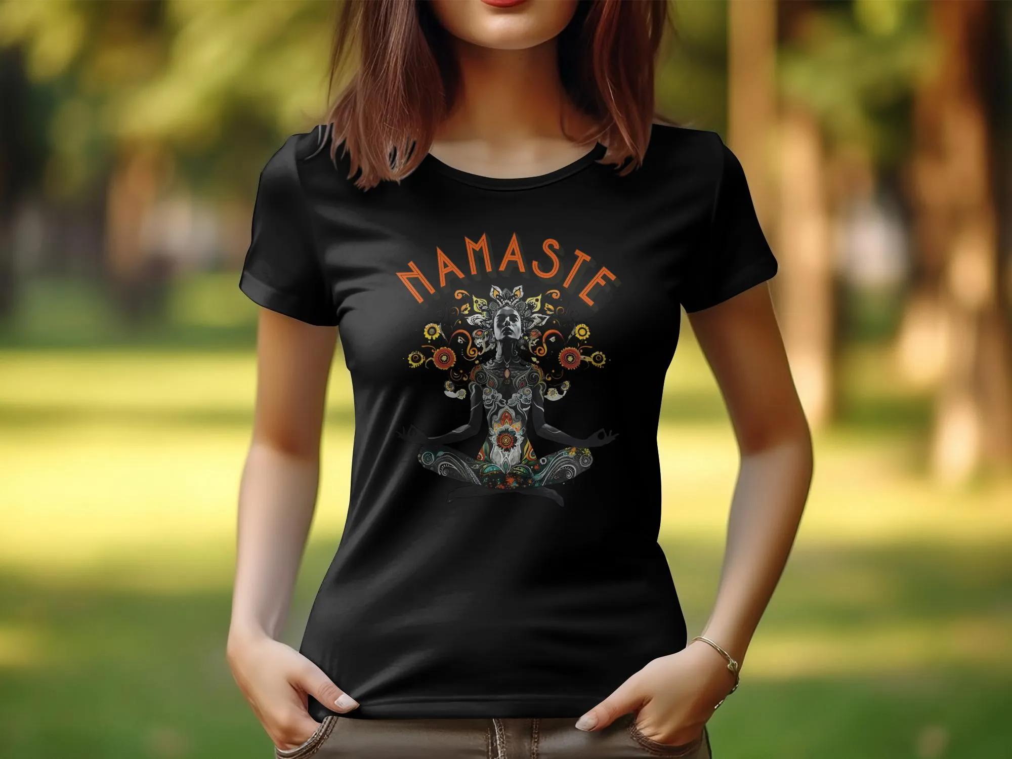 Namaste Yoga T Shirt for Women, Zen Design Tee, Meditation Shirt, Spiritual T Shirt for Women, Artistic Yoga Top #5