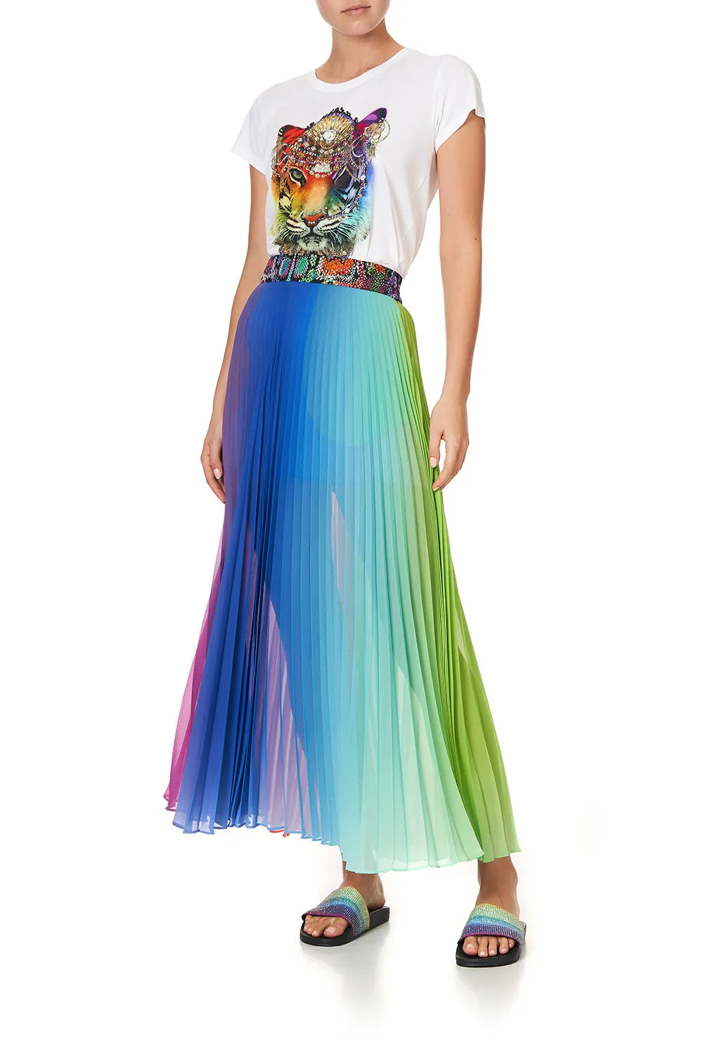 PLEATED FULL HEM SKIRT HYPED UP HIPPIE