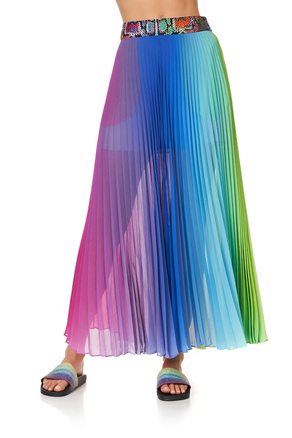 PLEATED FULL HEM SKIRT HYPED UP HIPPIE