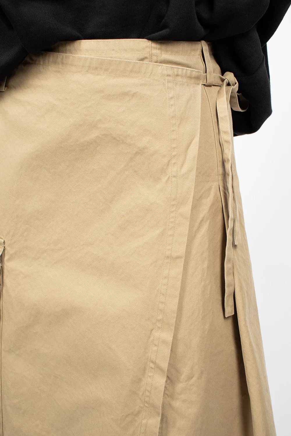 Pleated Wrap Skirt Beige