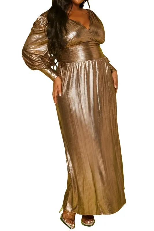 Plus Size Bronze Flare Maxi Dress