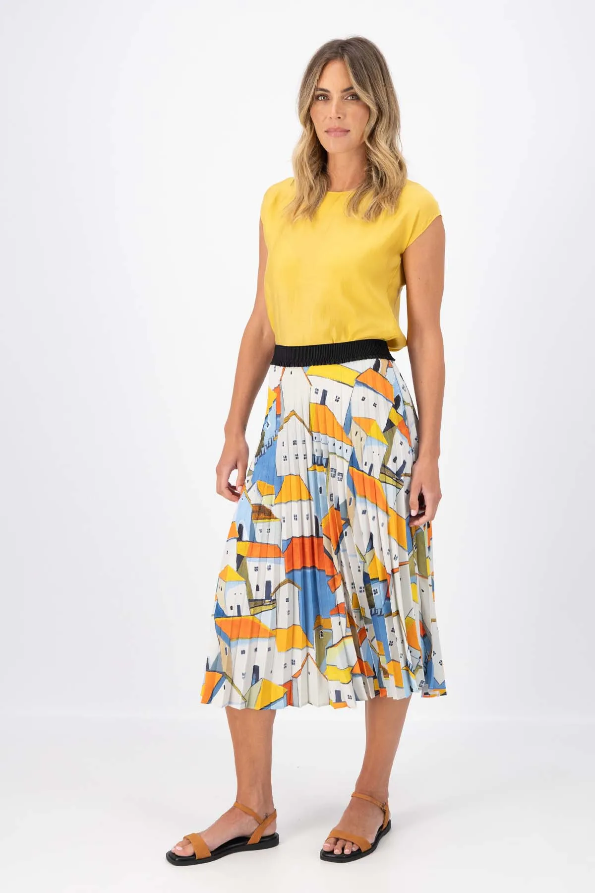 Pueblito Pleated Skirt Orange