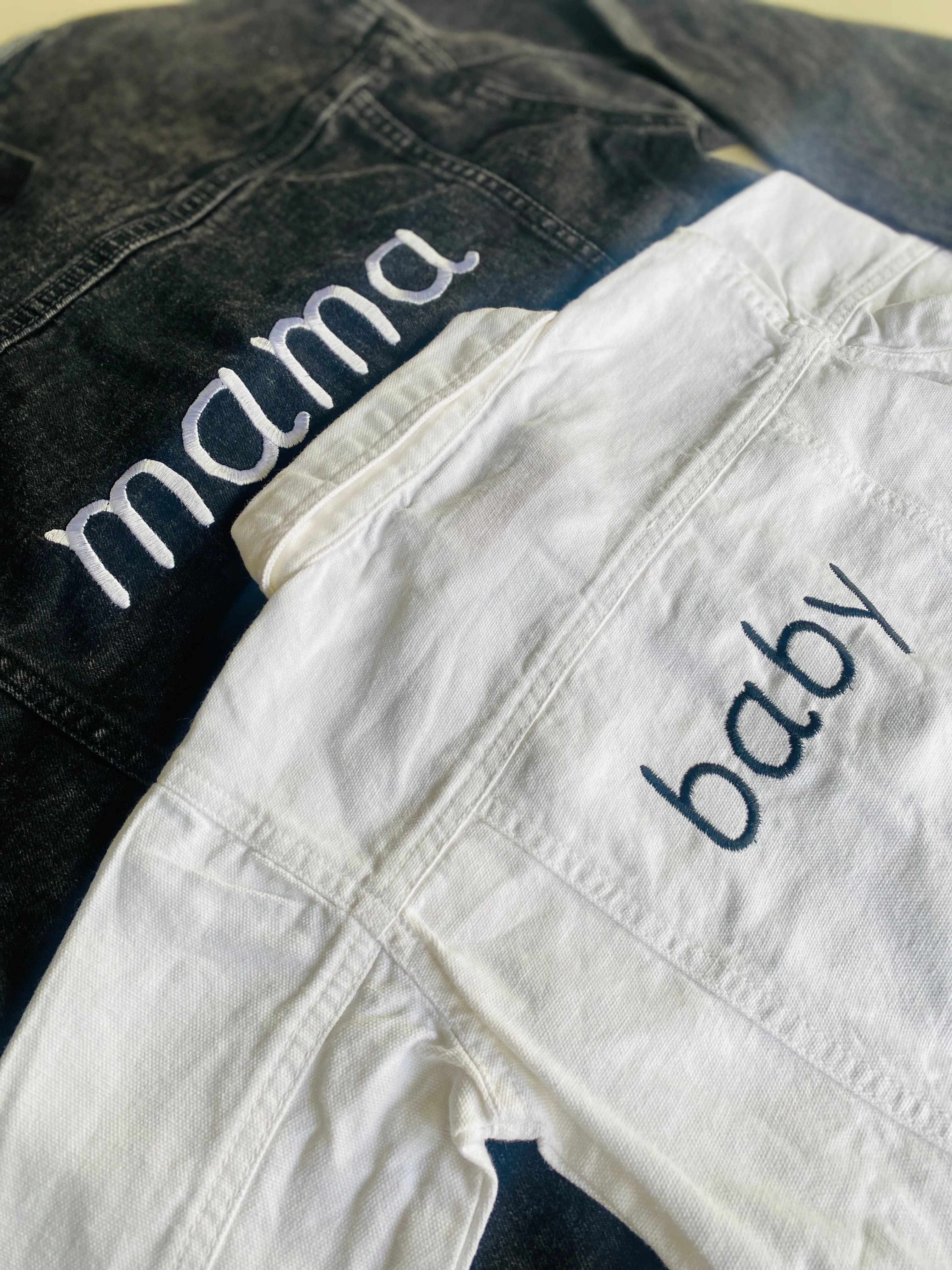 "mama" Adult Black Denim Jacket