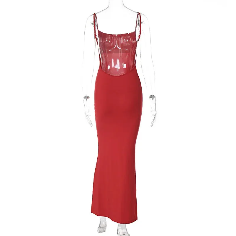 Red Evening Gown with Elegant Details for Weddings and Galas