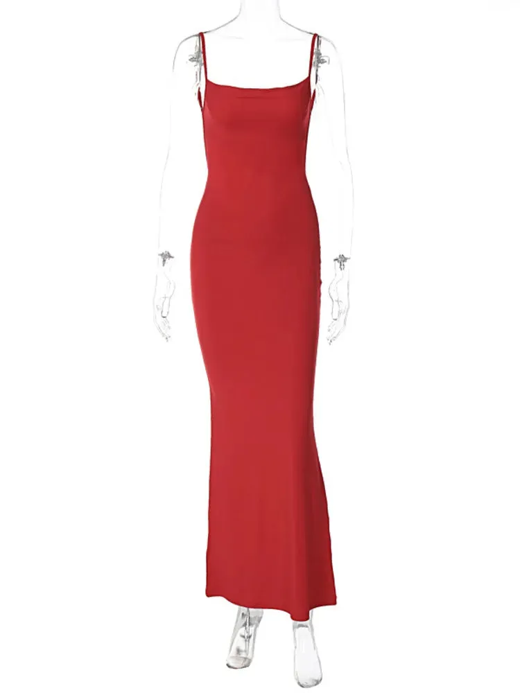 Red Evening Gown with Elegant Details for Weddings and Galas