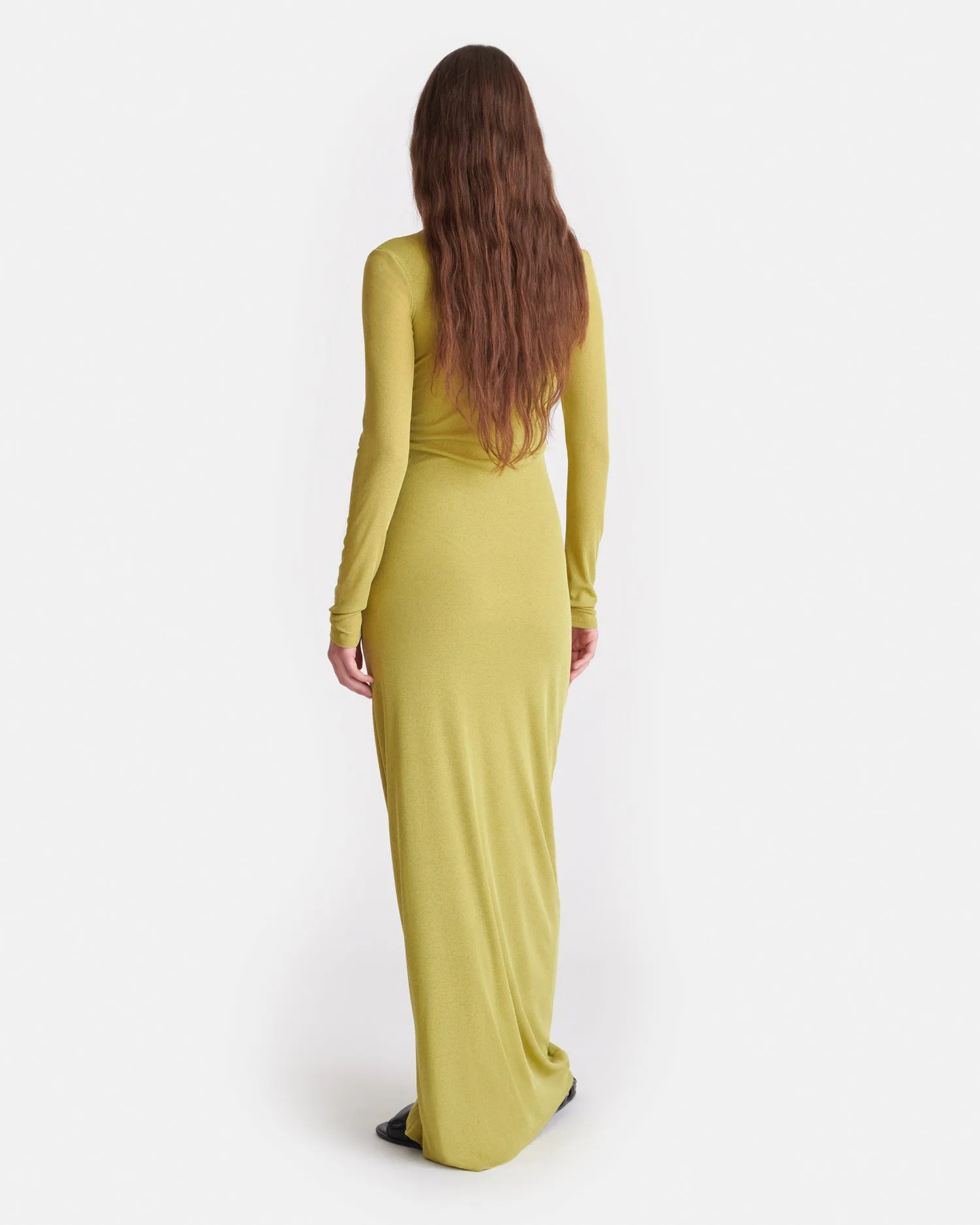 Rozal - Draped Mesh Jersey Maxi Dress - Pistachio