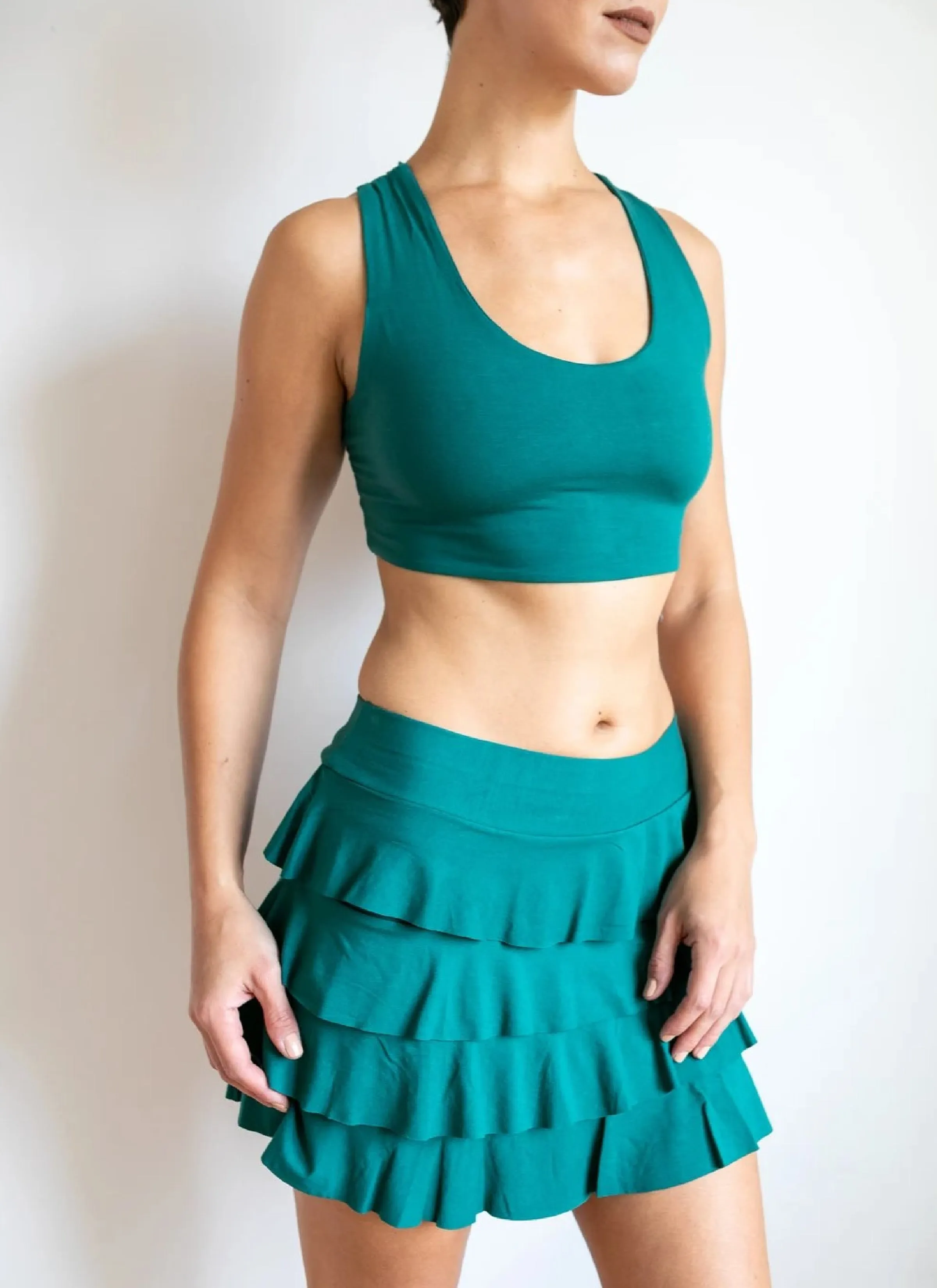 Shanti Criss Cross Back Yoga Bra | Crop Top | Sports Bra in Jasper Green