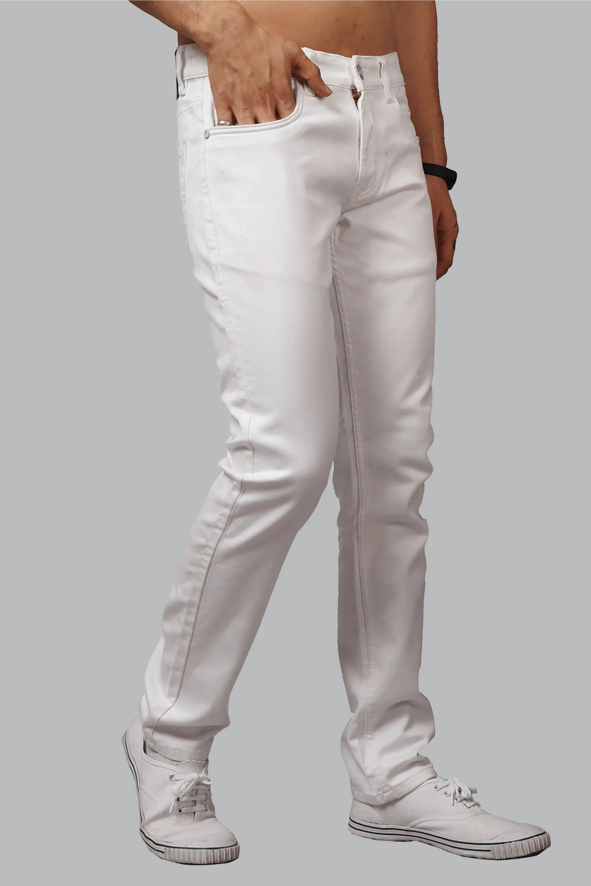 Slim Fit White Premium Men's Denim Jeans