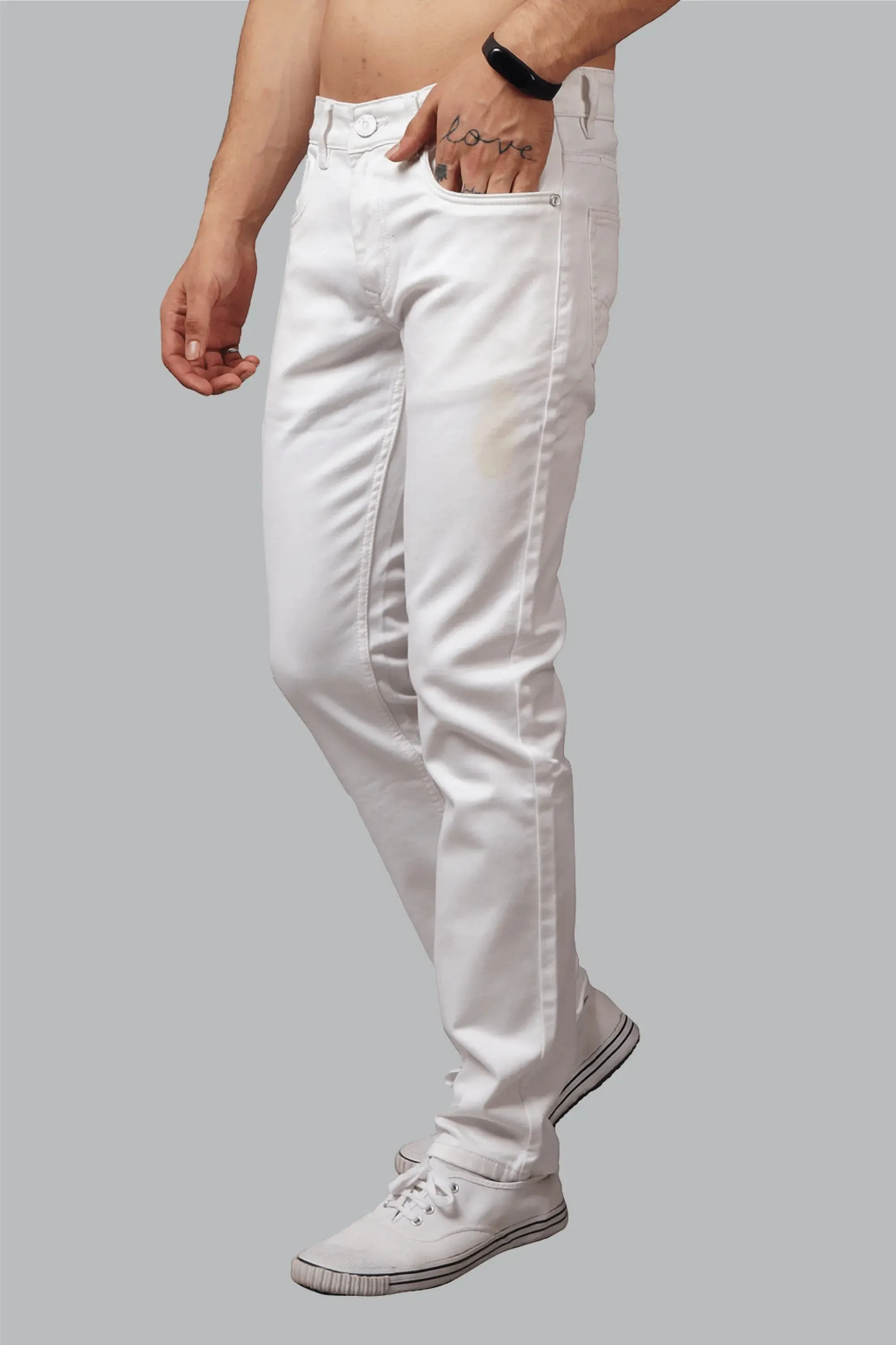 Slim Fit White Premium Men's Denim Jeans