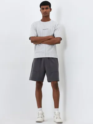 Studiofit Grey Relaxed-Fit Mid-Rise Shorts