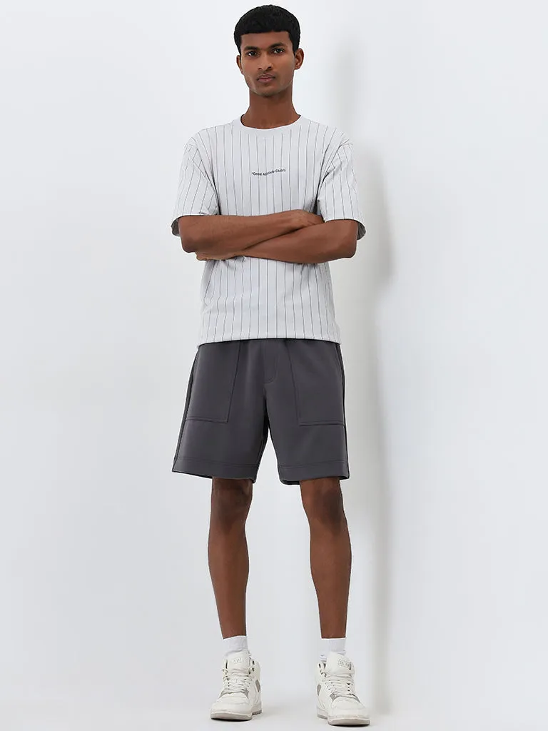 Studiofit Grey Relaxed-Fit Mid-Rise Shorts