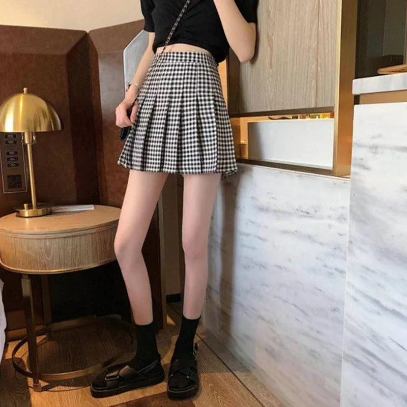 Summer Plaid Pleated Skirt