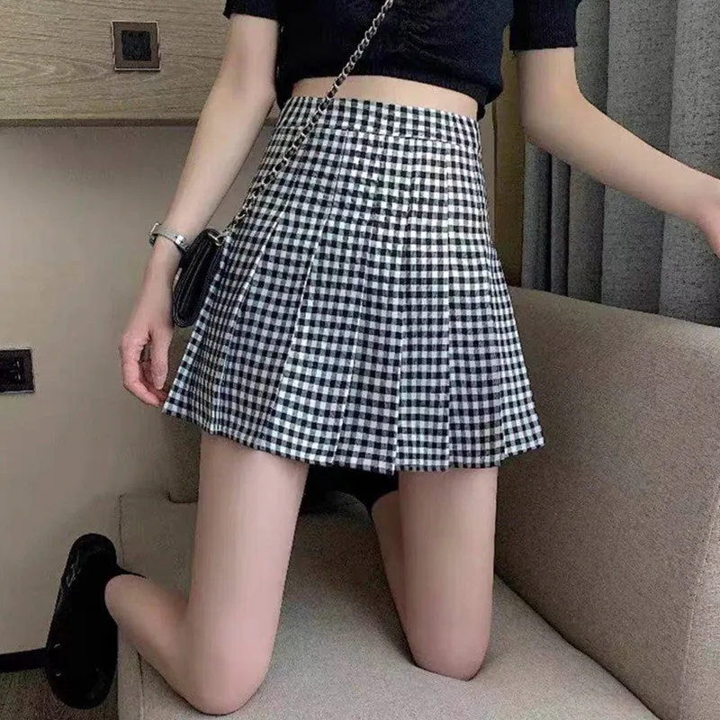 Summer Plaid Pleated Skirt