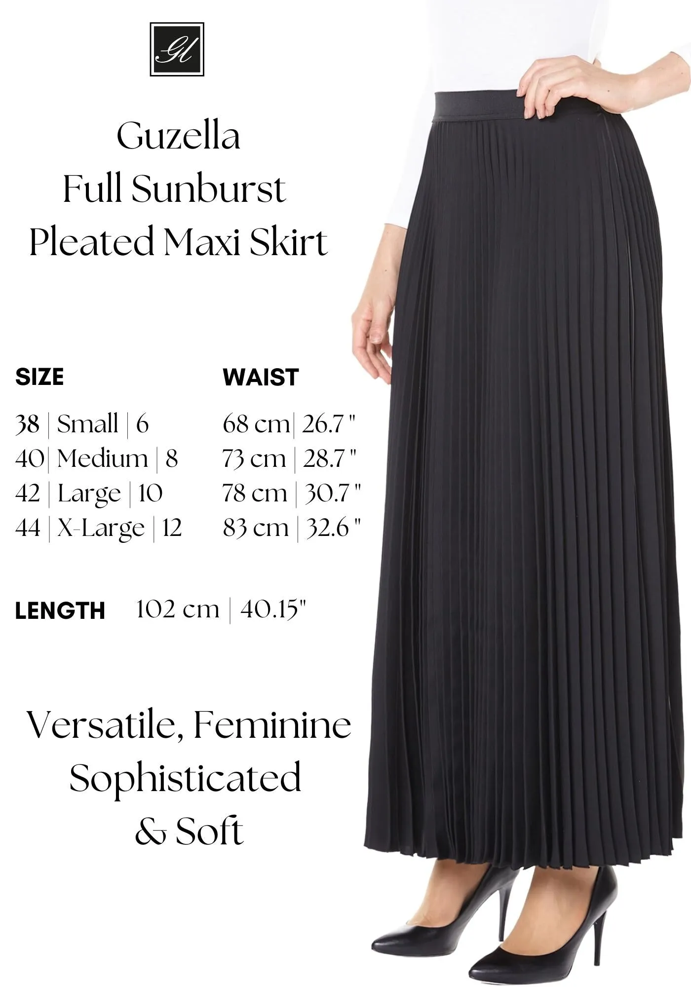 Sunburst A-line Pleated Maxi Skirt with Elastic High Waist