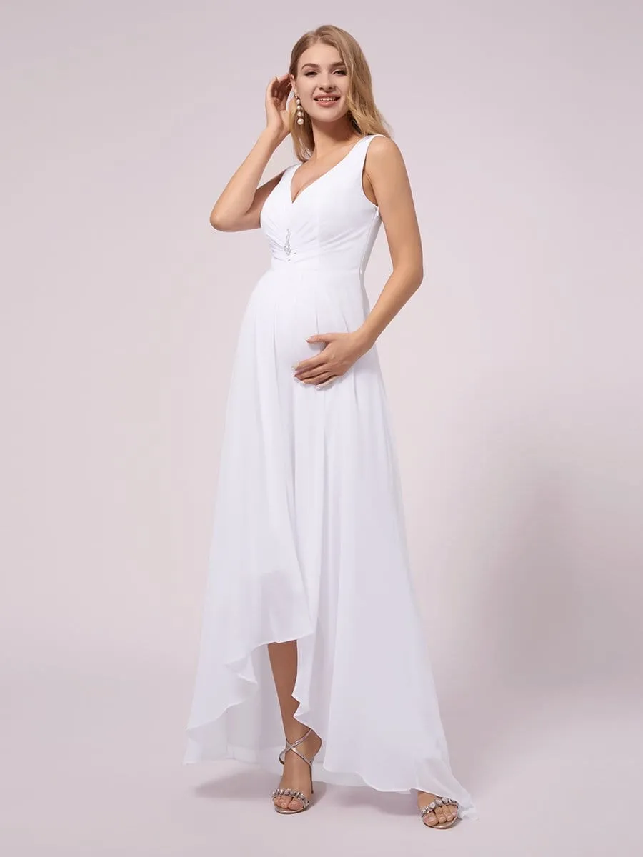 V-Neck High-Low Chiffon Evening Party Maternity Dresses