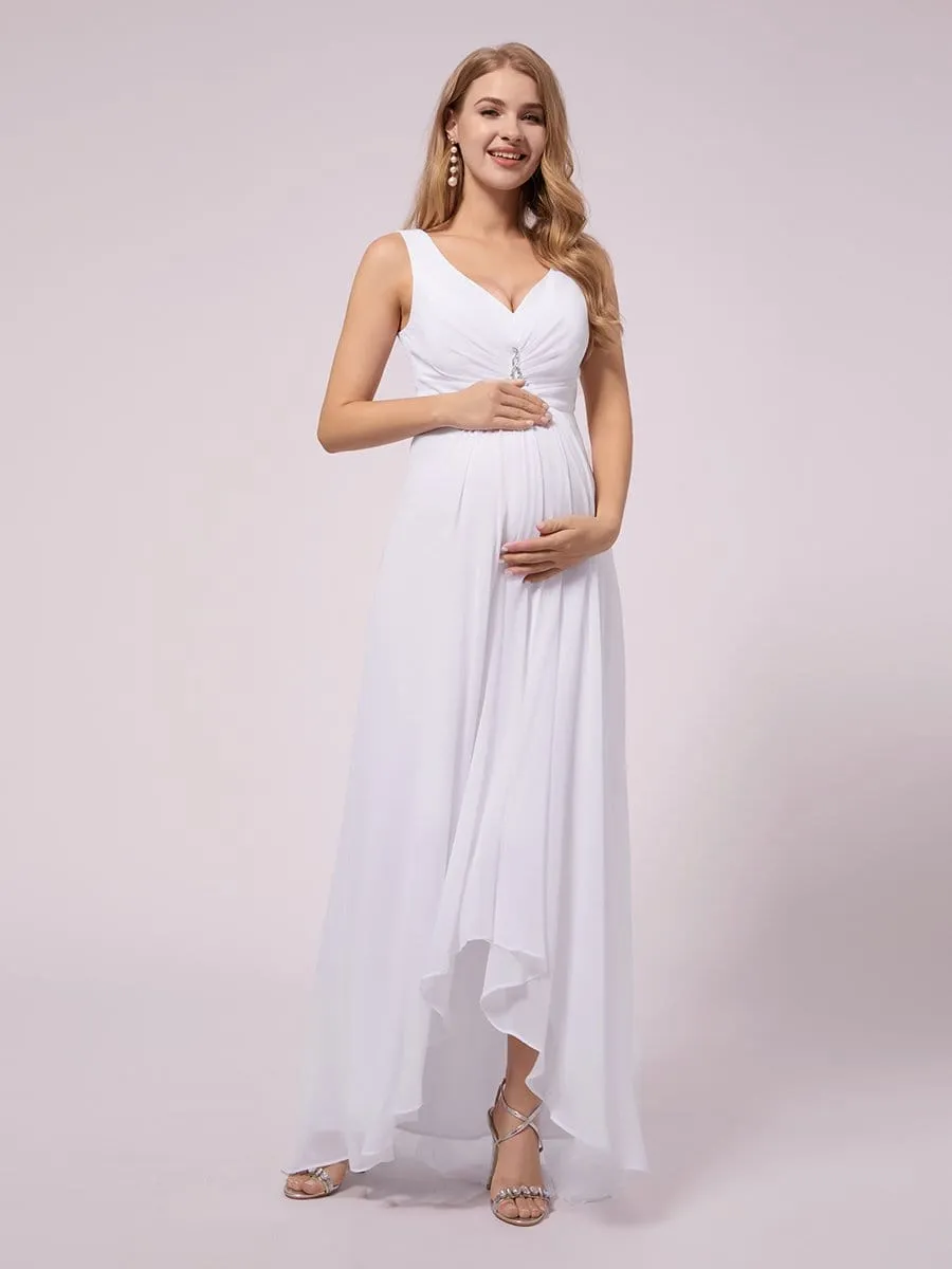 V-Neck High-Low Chiffon Evening Party Maternity Dresses