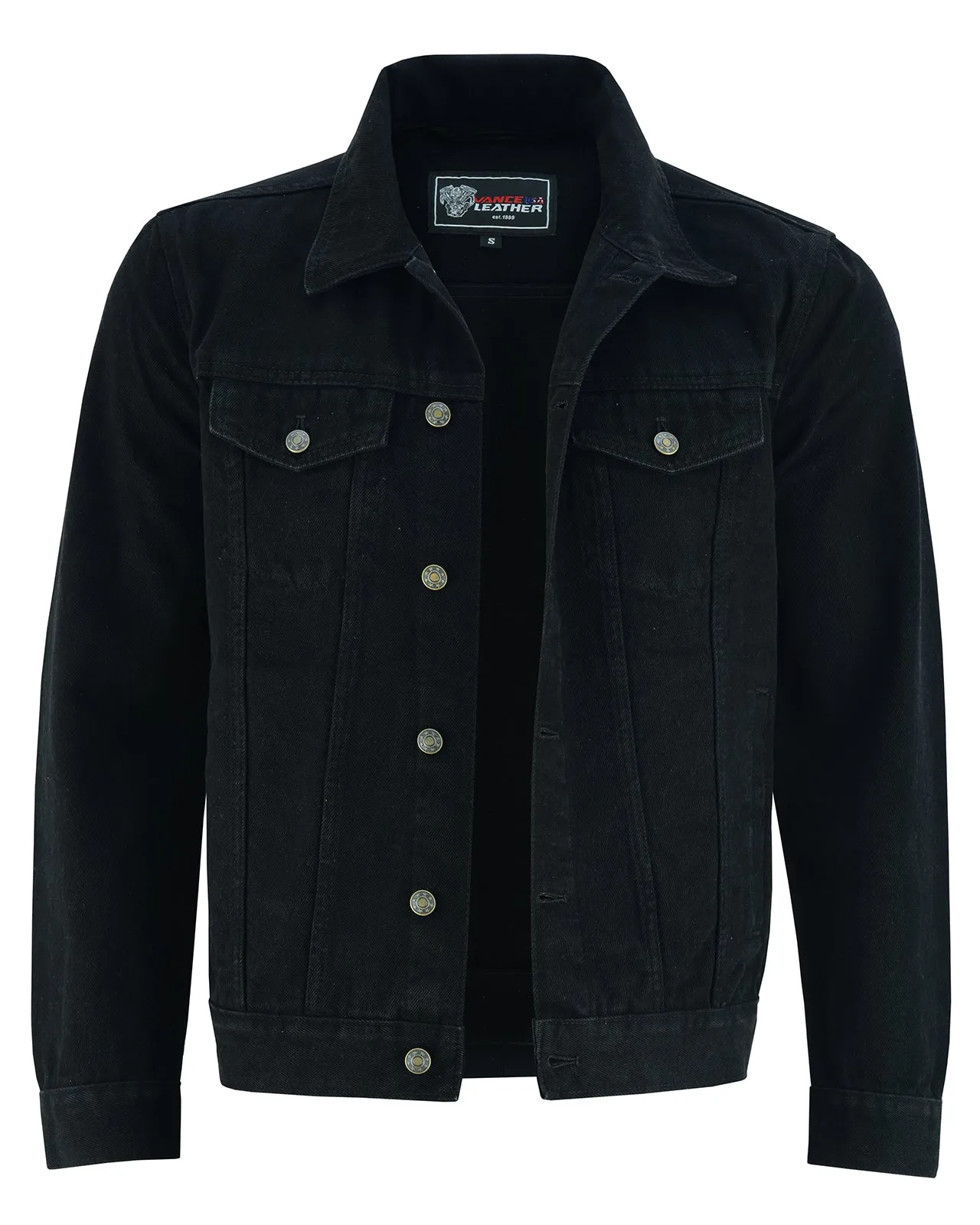 VB510BK Men's Black Heavy Duty Denim Button Front Jacket