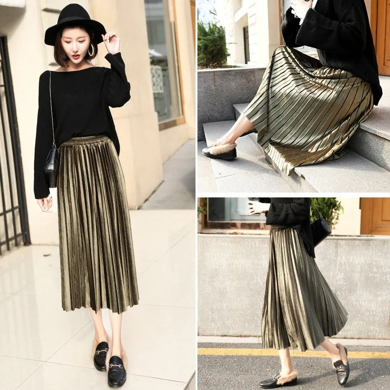 Waistline Mid-calf Skirt