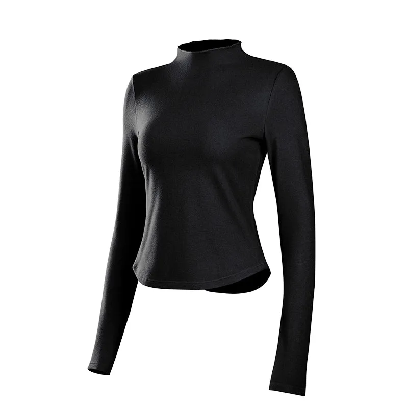 Wake up Maillard Fleece-lined Skinny Yoga Clothes Fancy Long Sleeves Tops Sportswear Running Quick-Drying Workout Clothes for Women