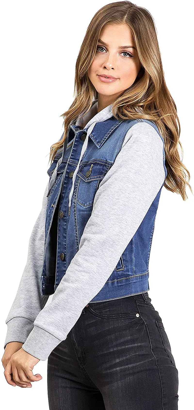 Wax Jeans Women's Juniors Hoodie Denim Jacket