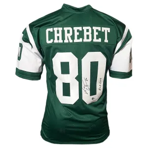 Wayne Chrebet Signed ROH 2014 Inscription New York Green Football Jersey (Beckett)