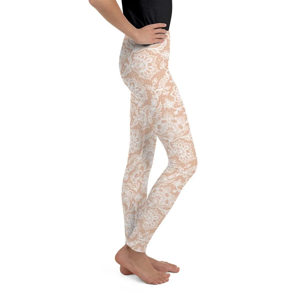 White Faux Lace Youth Leggings