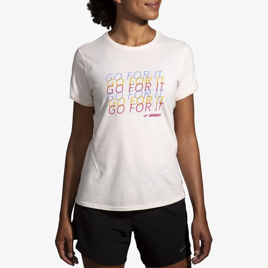 Women's Distance Short Sleeve 2.0 (HTR Sand/Go For It)