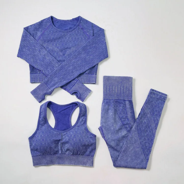 Women's Seamless Yoga Wear 3-Piece Set