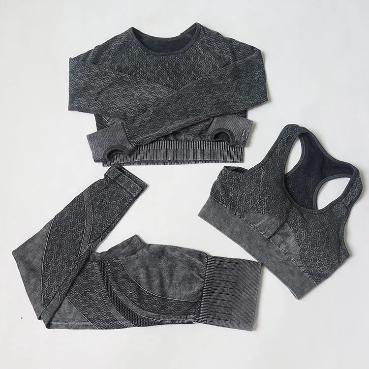 Women's Seamless Yoga Wear 3-Piece Set