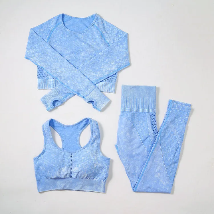 Women's Seamless Yoga Wear 3-Piece Set