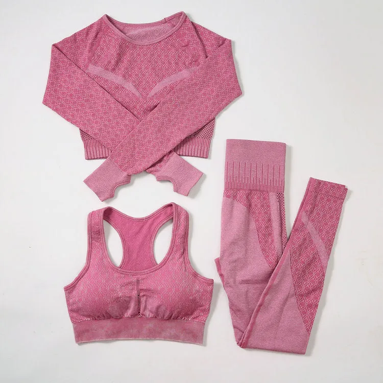 Women's Seamless Yoga Wear 3-Piece Set