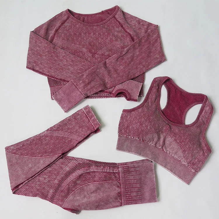 Women's Seamless Yoga Wear 3-Piece Set