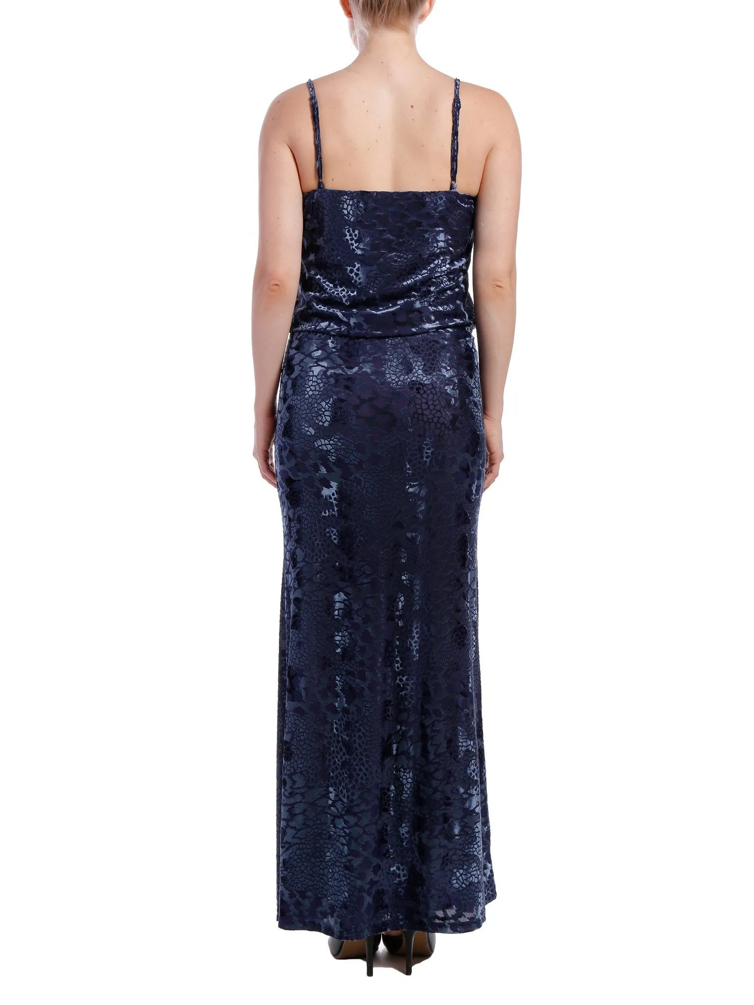 Women's Velvet Burnout Blouson Maxi Dress